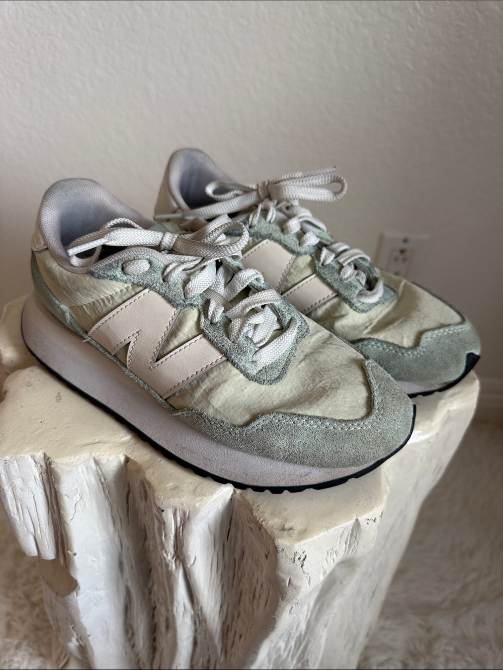 New Balance 237 Sneakers in Sage Green and Cream